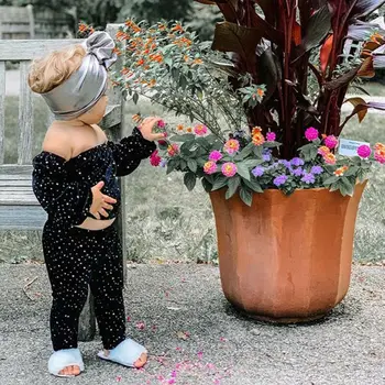 

Kids Baby Girls Sequin Outfit Off Shoulder Shirt Crop Tops Pants Velvet Clothes