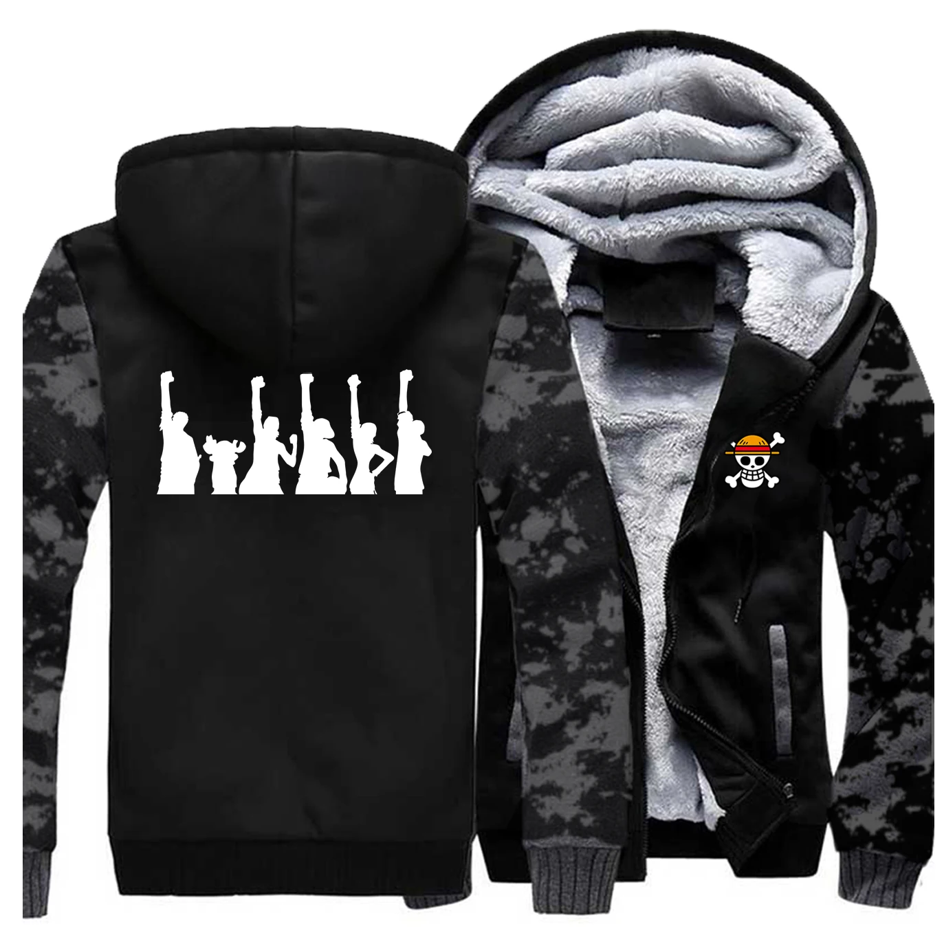 Одна штука зимняя мужская флисовая Толстая теплая куртка японское аниме мужские