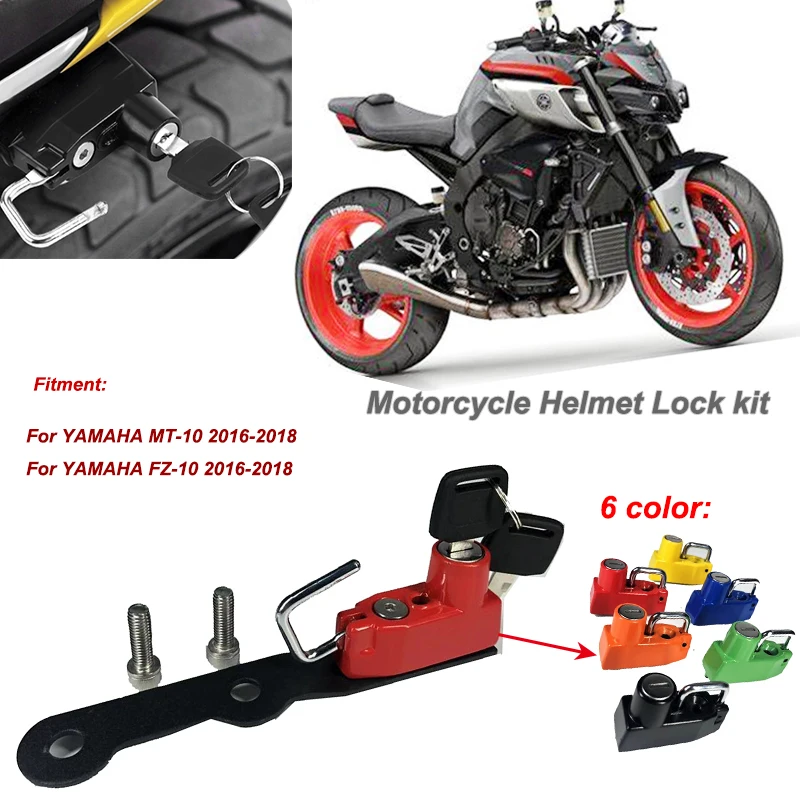 MT10 FZ10 замок для мотоциклетного шлема комплект шесть цветной алюминиевый сплав с 2 ключами подходит для Yamaha MT-10 FZ-10