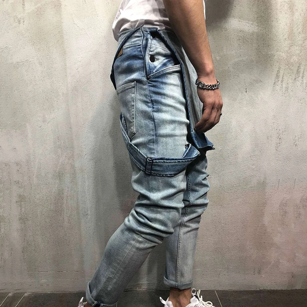 Pantalones casuales para hombres Mama correa larga de mezclilla Mono vaquero sin mangas suelto sin mangas