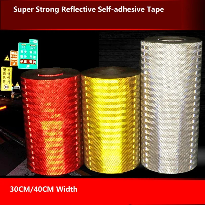 30-40cm-width-super-grade-yellow-white-reflective-pet-sheeting-road-traffic-warning-sign-strong-viscosity-sticker