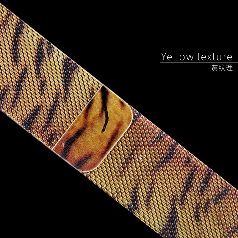 For Apple Watch Series 5 4 Band 44mm 40mm Milanese Loop strap Stainless Steel Bracelet 38mm 42mm Skull Design For i Watch 1/2/3 - Цвет ремешка: Yellow texture