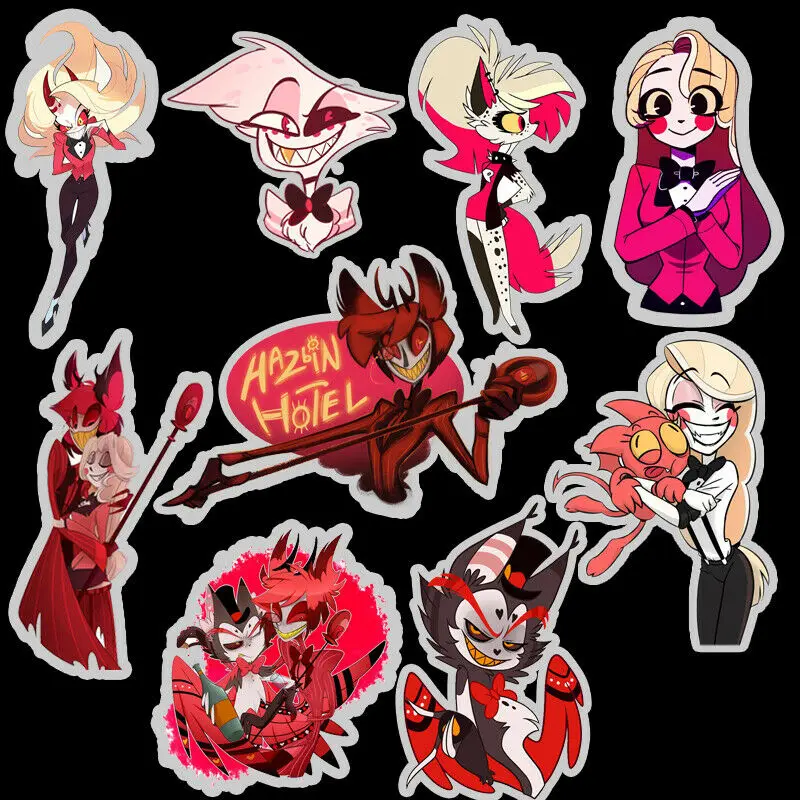 9 шт./компл. Hazbin отель Charlie Alastor наклейки для DIY ноутбука водонепроницаемые виниловые наклейки