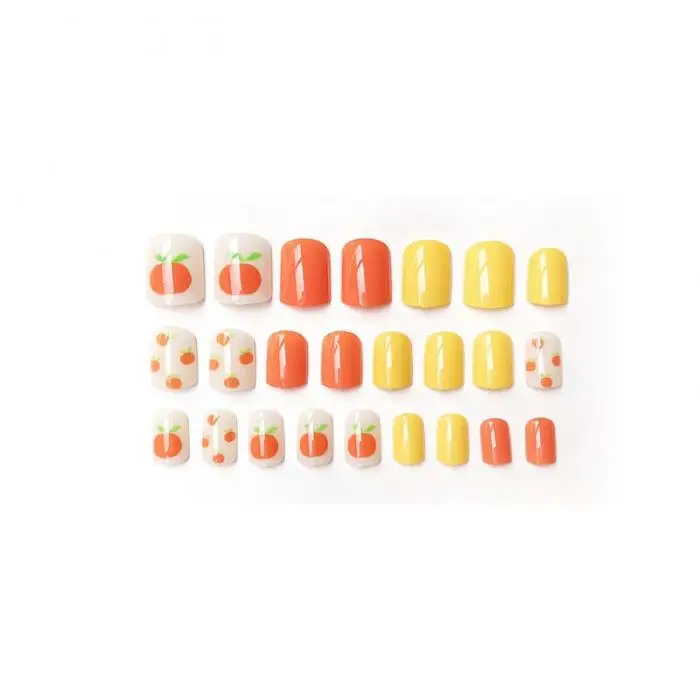 Летние Милые оранжевые наклейки на ногти наклейки Ins для женщин Красота Маникюр фруктовый узор квадратные накладные узоры для ногтей с клеем T