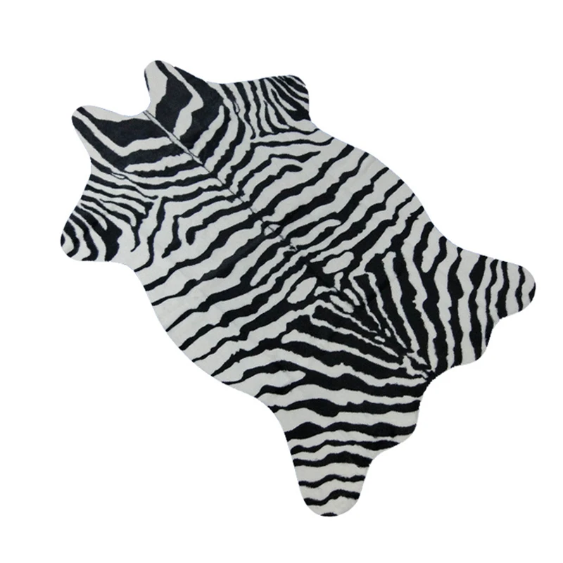 

Fashion Zebra Pattern Faux Fur Carpet Long Hair Fluffy Anti-slip Latex Floormat Home Decor Living Room Area Rug Bedroom Rug