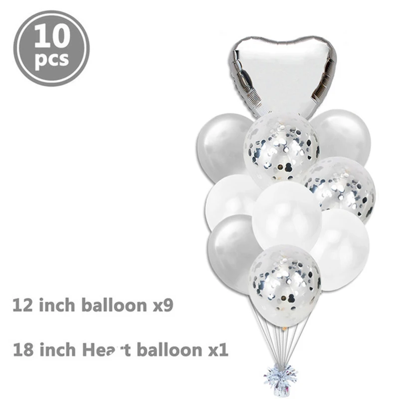 10pcs silver Первый день рождения мальчик вечерние голубые серебряные конфетти воздушные Шары Баннер 1-й декорации с днем рождения ребенок мой 1 год Декор ко дню рождения - Цвет: 10pcs silver