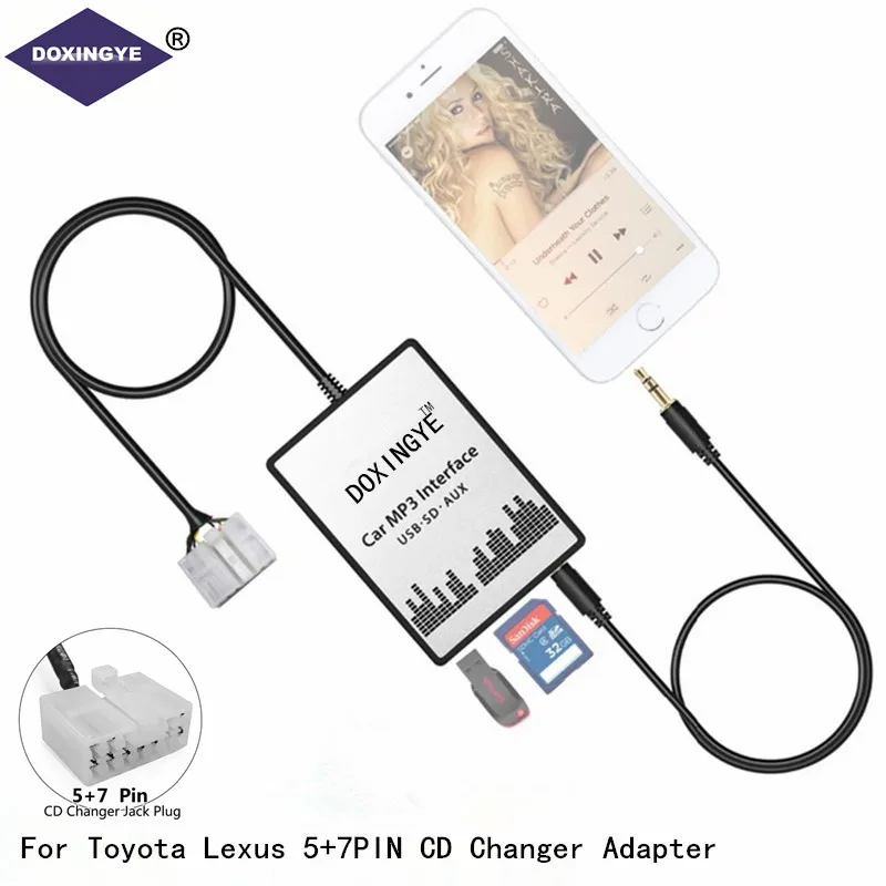 DOXINGYE USB AUX SD Автомобильный цифровой музыкальный адаптер для смены Cd MP3 плеер Toyota (5 +