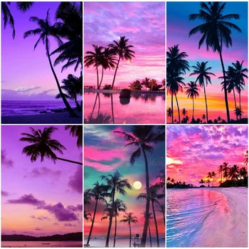 

5D DIY Diamond Painting Landscape Full Square Drill Diamond Embroidery Seaside Cross Stitch Sunset Decoration Home