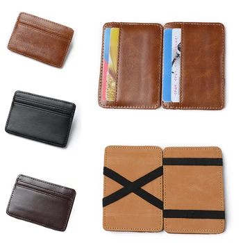 

2019 New Arrival High Quality Leather Magic Wallets Fashion Men Slim Wallet Money Clips Card Purse Cash Holder Black Brown