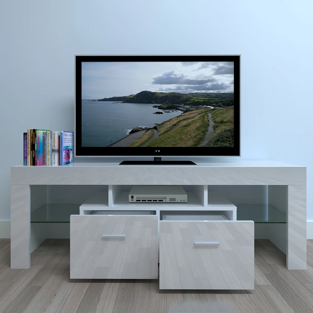 

Household Decoration LED TV Cabinet with Two Drawers Stand Table Living Room Home Furniture Modern Style Panel TV Stand Assembly