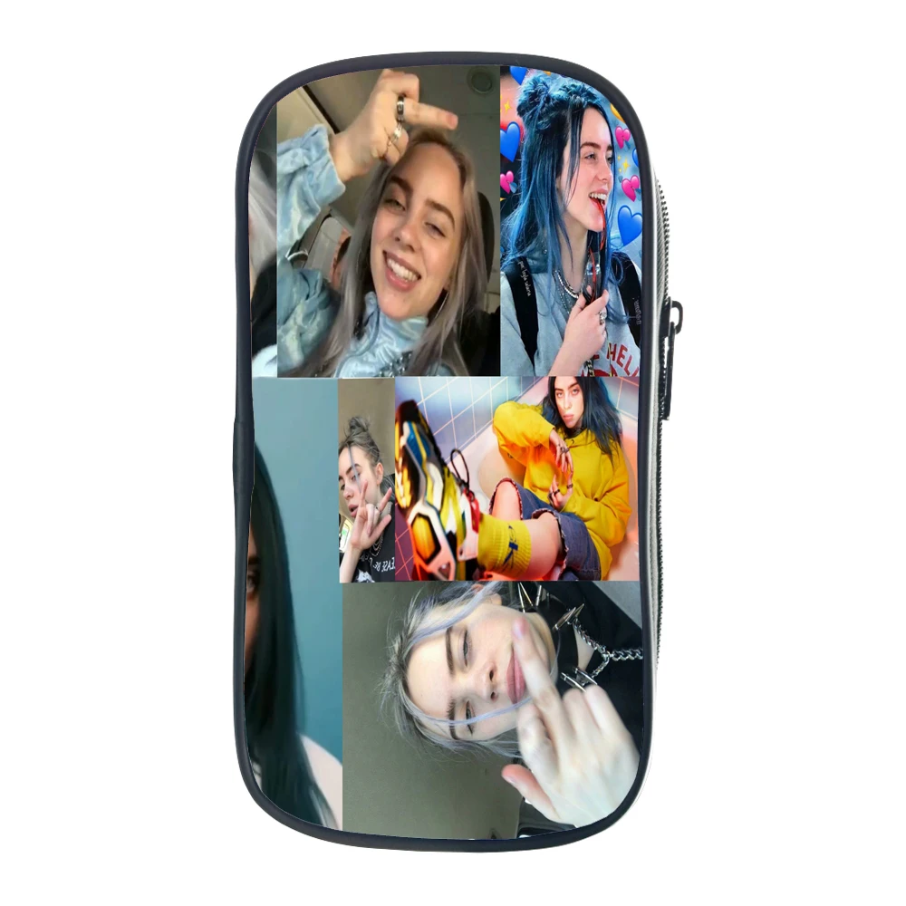 14 Модный чехол для карандашей Billie Eilish, Студенческая ручка, сумка для карандашей для подростков, детская канцелярская сумка, держатель для карандашей для мальчиков и девочек, праздничный подарок - Цвет: 14