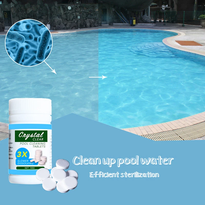 100 Tablets/bottle Swimming Pool Cleaning Tablet Multifunctional Pool Hot Tub Water Cleaning Purifier Disinfectant