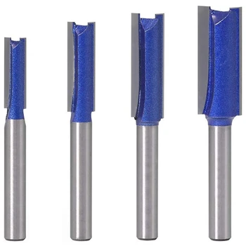 

4Pcs 1/4 Inch Shank Double Flute Straight Router Bits Carbide Tipped Wood Milling Cutter Planing Tool Woodworking Tools