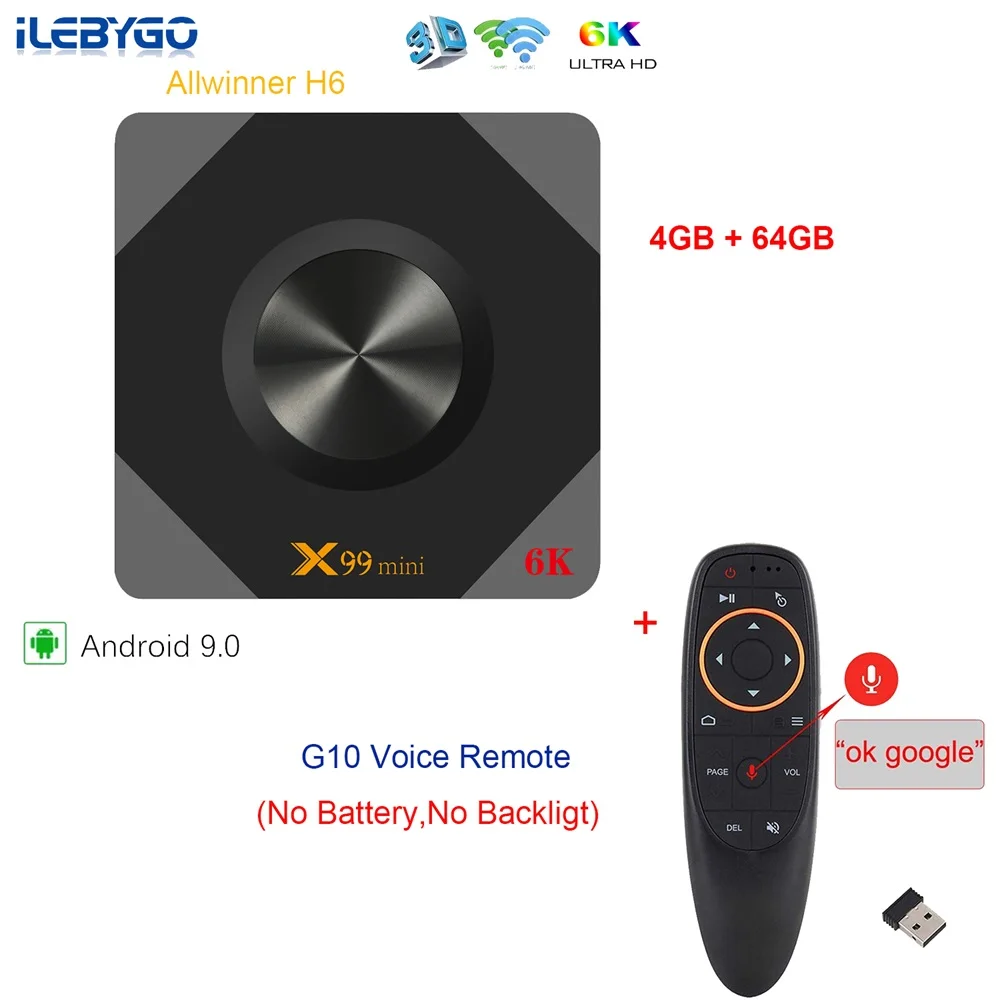 4GB 64GB G10 X99 Мини Android 9,0 tv BOX Allwinner H6 четырехъядерный 2,4G/5G Wifi 4 ГБ DDR3 32 Гб 64 Гб Smart Android tv Box 6K HD телеприставка - Цвет: 4GB 64GB G10