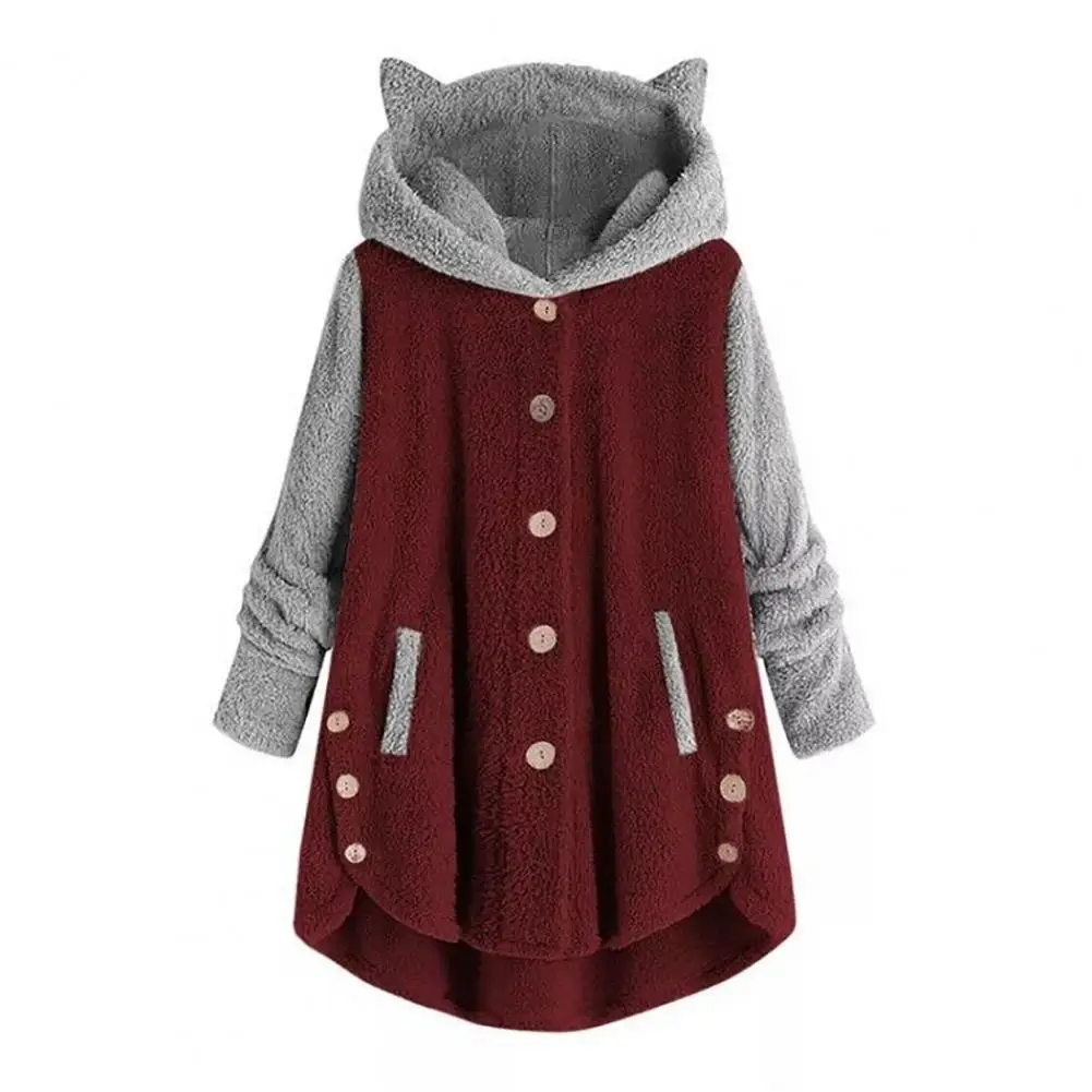 Bear Ears Hooded Poncho Women Outwear Double Sided Velvet Poncho Coats Women Fluffy Pullover Jacket capa mujer пончо женское