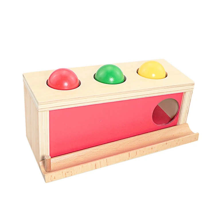 Baby Wood Montessori Materials Knocking Ball Box Toys for Children Imbucare Box Montessori Materials Teaching Aids Infants Gift