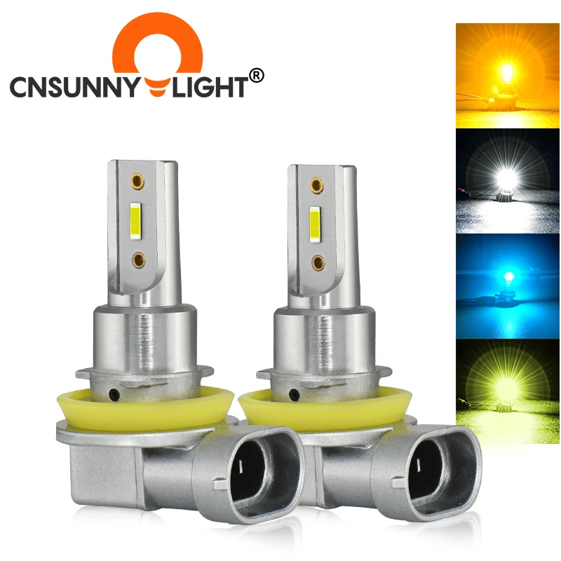 CNSUNNYLIGHT LED H11 9005/HB3 9006/HB4 Car Fog Light 2400Lm Headlight Bulb 6000K White 1900K Yellow H8 H9 H16 Auto Front Foglamp |