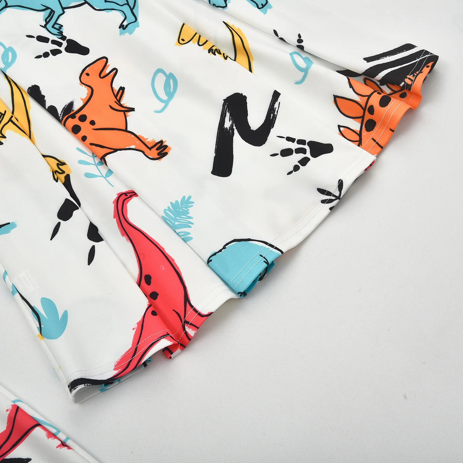 Short Sleeve Mother Daughter Dinosaur Print Dress Mommy and Me Cute Kids Princess Dresses for Girls Family Look Matching Clothes