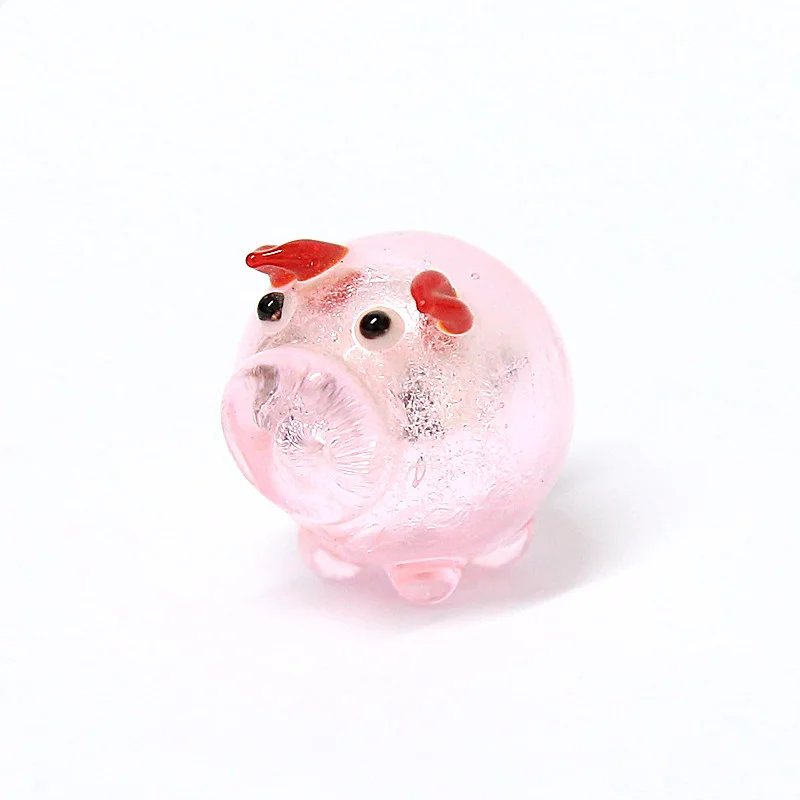 

Handmade Glass Pig Figurine Pink Silver Foil Craft Ornaments Lovely Vivid Mini Animals Exquisite Gifts For Children's Room Decor