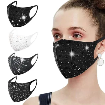 

Fast Delivery Within 24 Hours Máscara 1/4PC Diamonds Breathable Mouth Party Mask Washable And Reusable Bandage