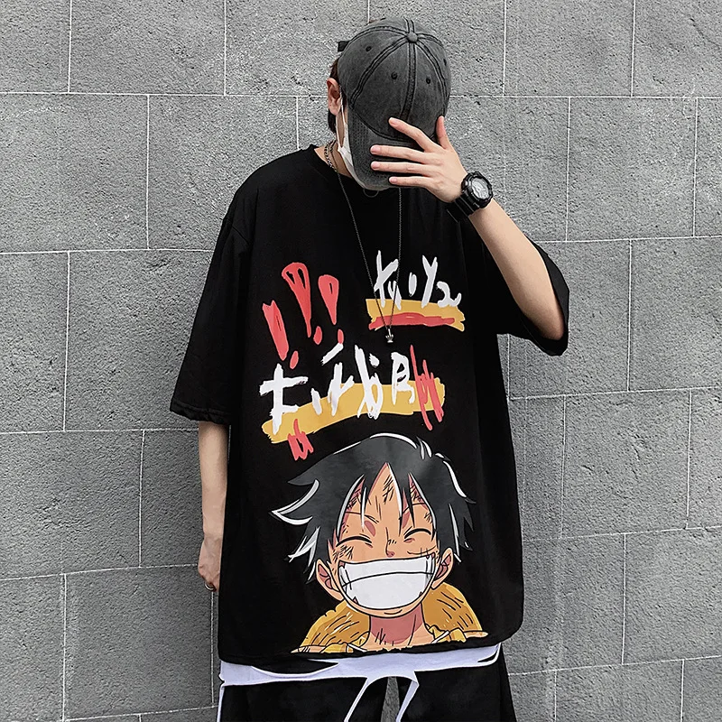 アニメ服メンズ特大tシャツアニメワンピースルフィゾロtシャツ男性白o ネックtシャツトップス原宿服おかしいもの Tシャツ Aliexpress