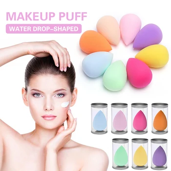 

8 Color Barreled Makeup Puff Wet And Dry Soft Water Droplet Sponge Beauty Egg Washable Non-latex Cosmetic Powder Puff Wholesale