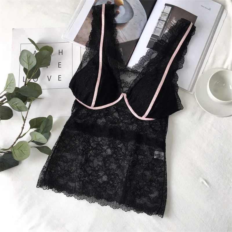 MLXSLKY New women's fashion lace halter vest autumn and winter vest slim thin womens lace vest