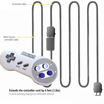 

1.8M Gamepad Extension Cable Game Extender Cord for Nintend SNES Classic Mini controller for NES for Wi controller Black