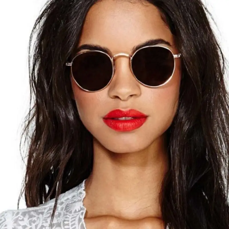 sunglasses for women Round Style Glasses Metal Eyeglasses Frame UV400 Casual Sunglasses Outdoor Accessories Gafas De Sol Redondas rose gold sunglasses