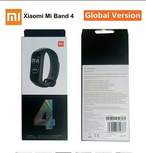 Xiaomi mi смарт-браслет 4, полноцветный экран, mi Band 4 mi 4, смарт-браслет, фитнес-браслет, Bluetooth, водонепроницаемый смарт-браслет - Цвет: Global Verison