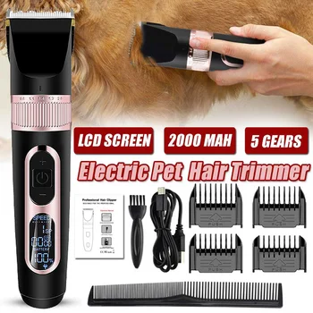 

5 Gear Adjustable Pet Dog Hair Trimmer Animal Grooming Clippers Cat Cutter Machine Shaver Professional Electric Scissor Clipper