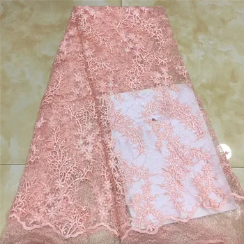 

African Tulle Mesh Lace Fabric High Quality Nigeria Color Sequins Lace Fabric pink French Net Lace Fabric With Sequins for Dress