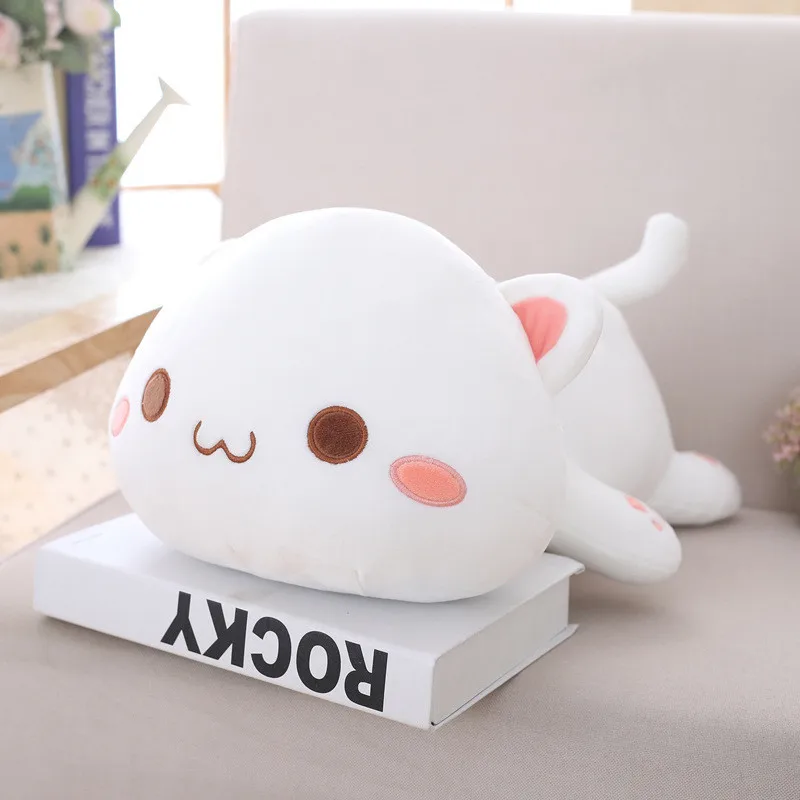 35 см Kawaii Cat Подушка для детей Подарки для девочек мягкий пух хлопок мягкие животные подушки милые плюшевые игрушки маленькая белая кукла кошки - Цвет: White Round Eye Cat