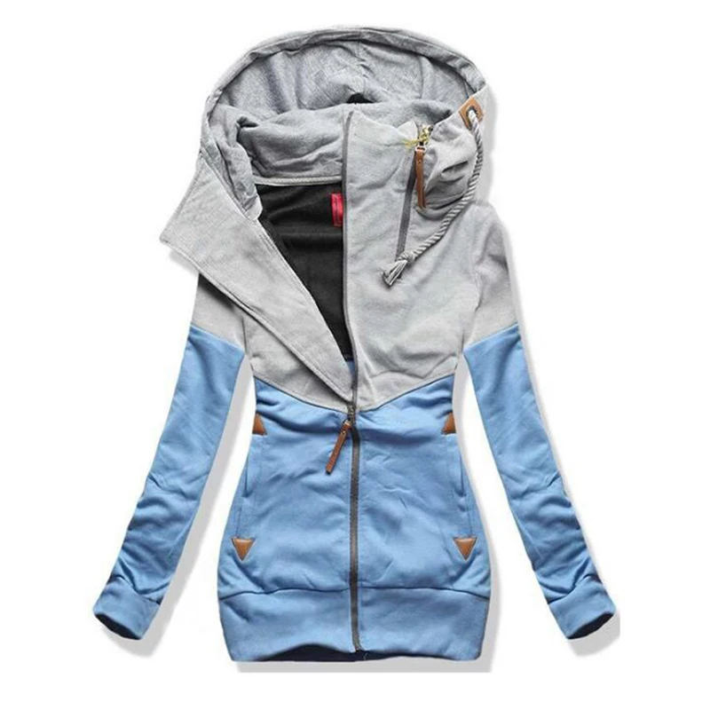 

Large size Women's clothing 5XL Double Hooded Sweatshirt Women Long Sleeve Autumn Spring Coat Patchwork Pocket Zipper Hoodie