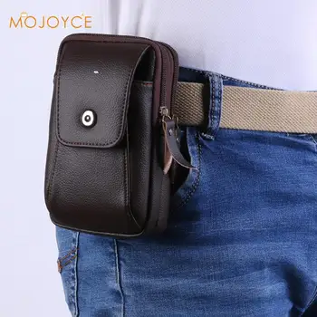 

Multi-Function Men Purse Leather Zipper Card Clutch Male Casual Solid Color Small Flap Wallet Belt Bags