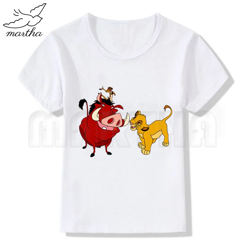 Children Summer Tops Boys Girls Cartoon The Lion King Simba Cute Print T-shirt Children Funny Short Sleeve Baby Clothes