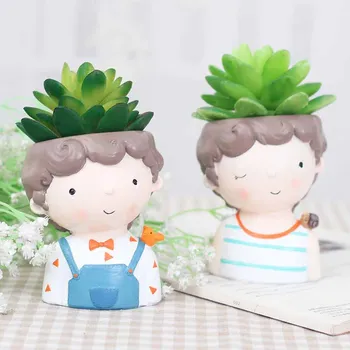 

4pcs/set Cute Boy Planter European Style Succulent Plants Planter Pot Mini Bonsai Cactus Flower Pots Home Decorative wholesale