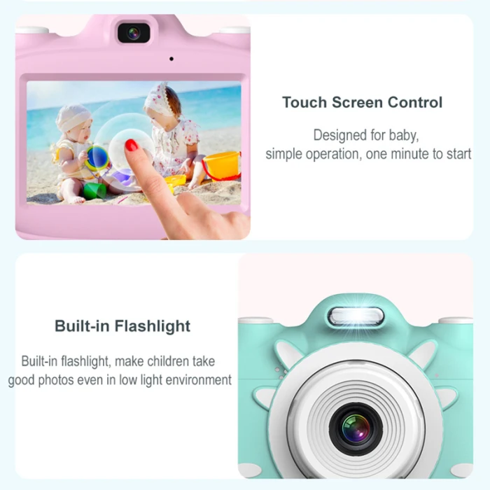 Digital Kids Camera 3Inch TouchScreen Dual Lens Cartoon Photography Birthday Gift LSMK99