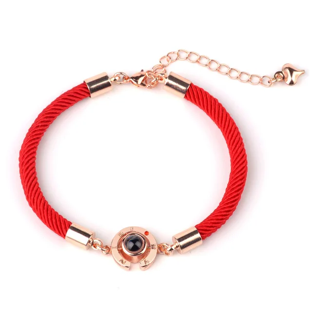 Lucky Red Handmade Rope Bracelet for Women Men Fashion Romantic Lover Couple 100 Language I Love You Projection Bracelet Gifts
