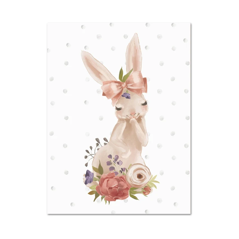 Woodland-Bunny-Print-Floral-Boho-Nursery-Wall-Art-Rabbit-Canvas-Painting-Posters-Cute-Cartoon-Animal-Kids (3)