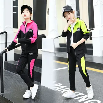 

Girl Set Spring 2019 Tether Kids Girls Clothing Sets Autumn Children Hoodies Sweatshirt and Skinny Leggings Teen Sports Suits