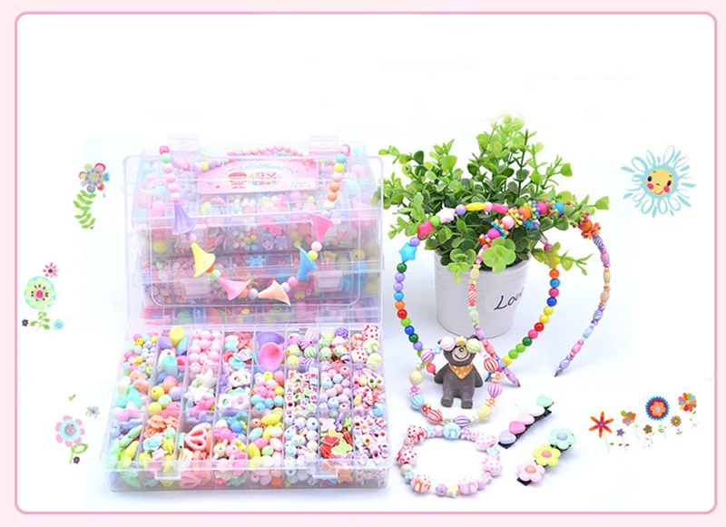 Children Bracelets for Girls Diy Toys for Children Handmade Necklace Girl Handmade Beading Headwear Interactive Toys for Kids