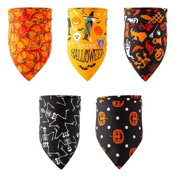 

Halloween Pet Scarf Handkerchiefs Bib Washable And Adjustable Great Pet Gift Dog (Yellow Big Pumpkin 01)