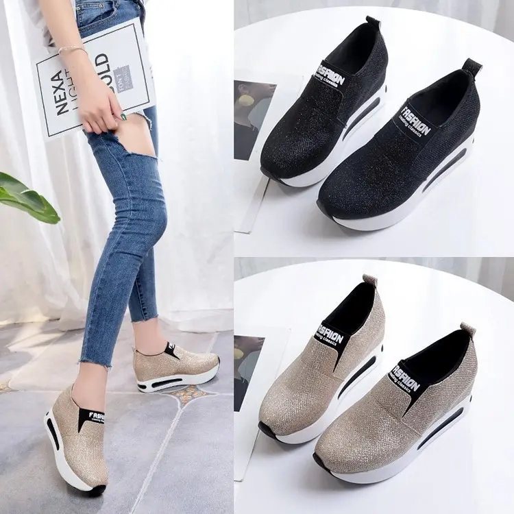 

Elevator Casual Shoes Thick Bottomed Low Top Loafers bao ban Fashion High-heeled Shoes