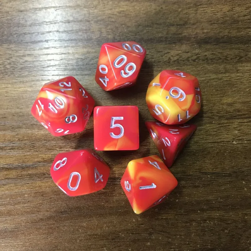 7pcs 7 шт./компл. цифровые кости игровые кубики набор многогранные D4-D20 многосторонний акриловые кости подарок - Цвет: 7pcs