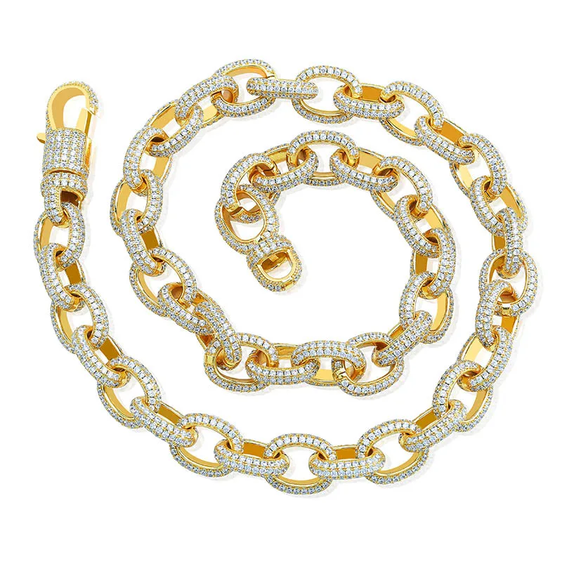 Роскошные AAA цирконовое колечко мужское ожерелье Золотое серебро Цвет Bling Iced Out CZ хип хоп рэперские цепочки мужские ювелирные изделия - Окраска металла: Gold