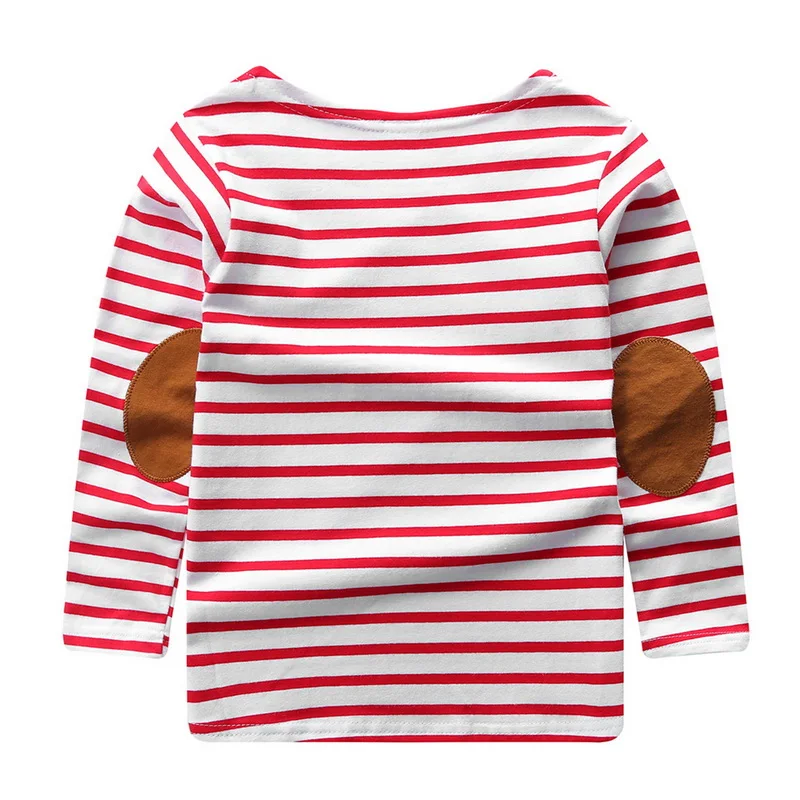 Детская футболка в полоску с длинными рукавами для мальчиков и девочек; сезон весна-осень джемпер Детские однотонные хлопковые топы; футболки; повседневная одежда