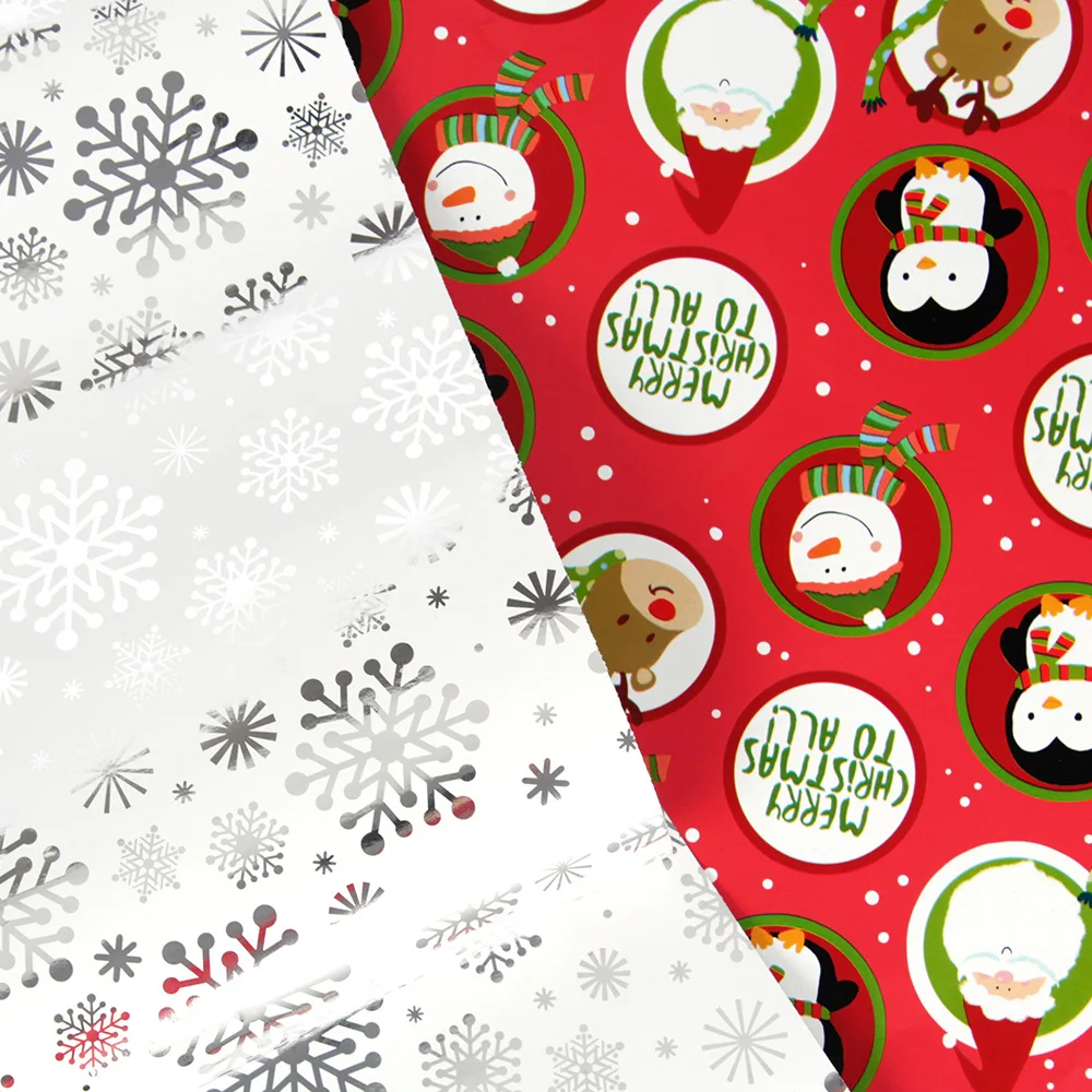 5pcs Waterproof Christmas Gift Wrapping Papers Snow Snowman Aluminum foil Print Craft Papers christmas decorations for home