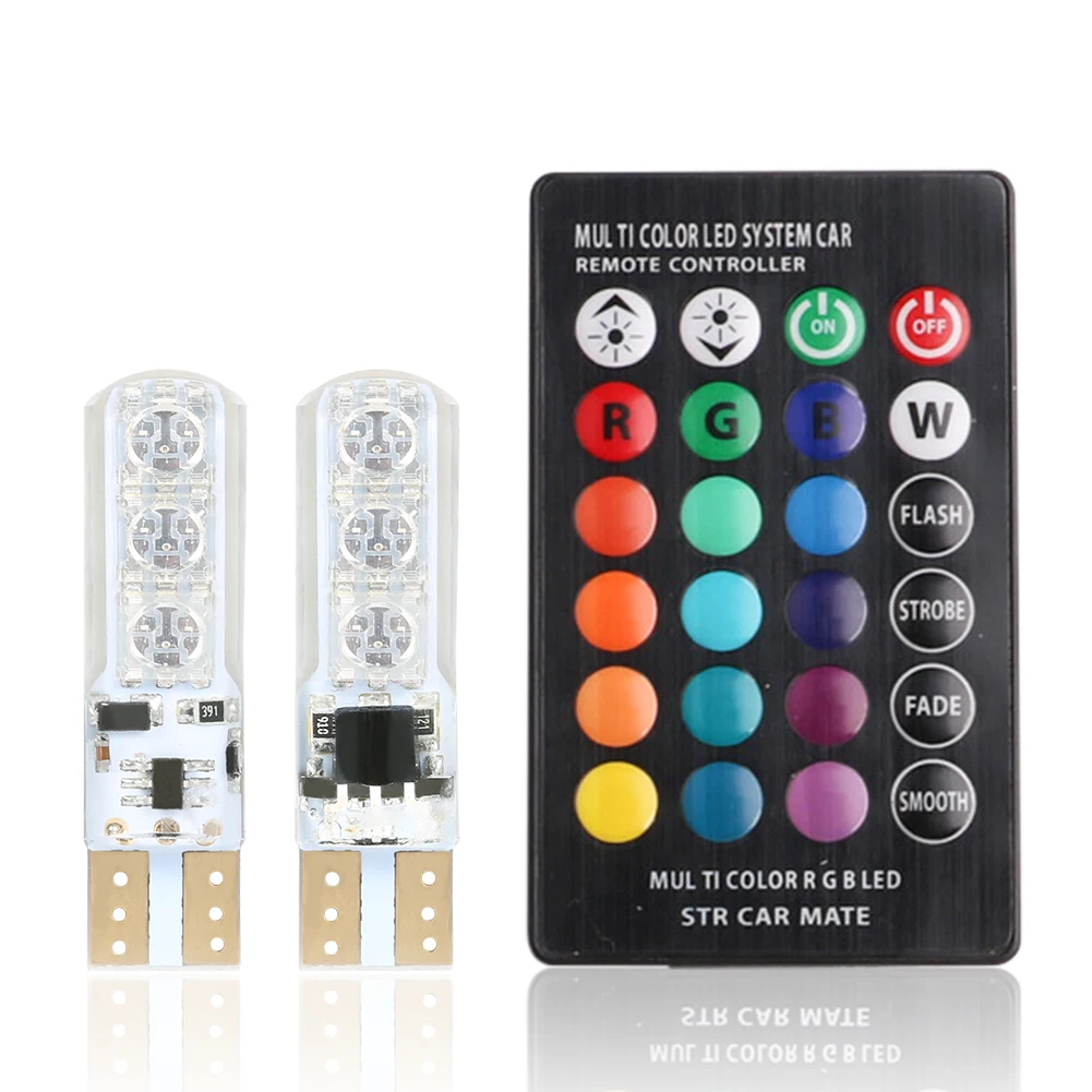 Оптовая продажа 1 пара T10 RGB украшение интерьера автомобиля Ширина лампа