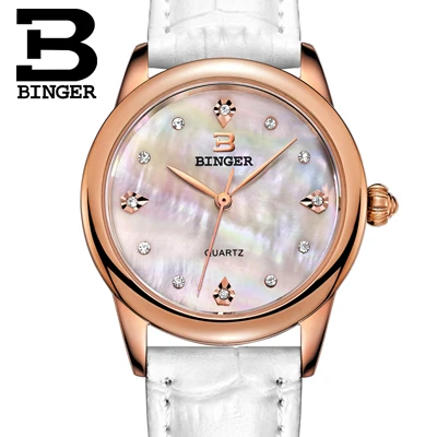 Item 5 Швейцарские Binger женские часы Роскошные Кварцевые водонепроницаемые часы 4 цвета доступны из натуральной кожи ремешок наручные часы BG9006 - Цвет: Item 5